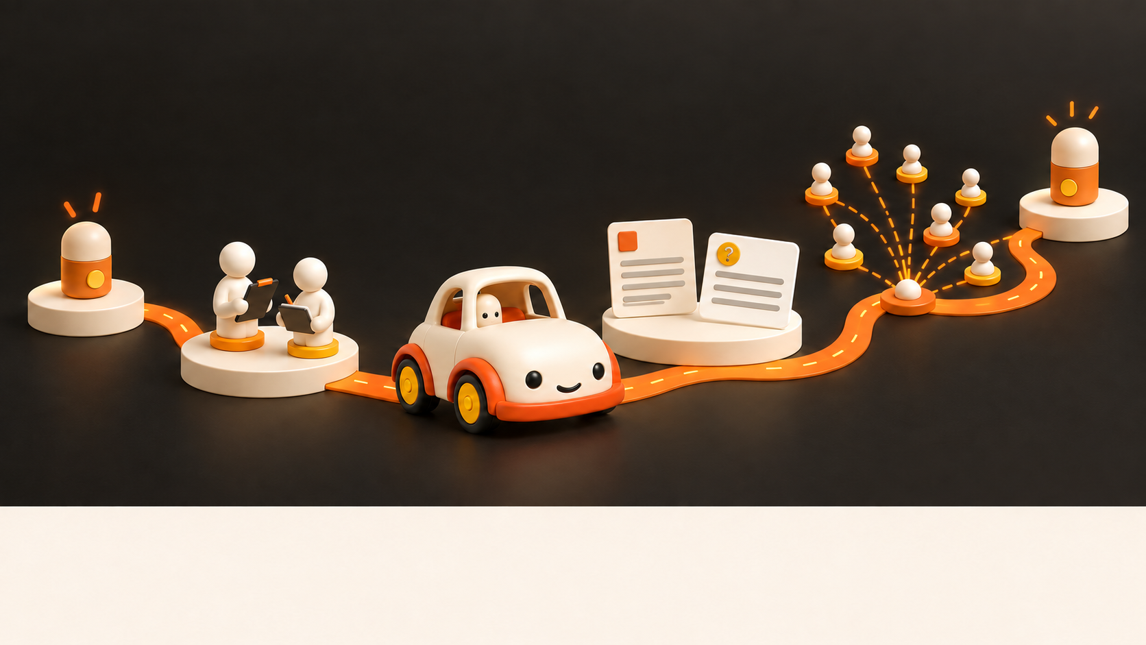 An illustrated repeatable loop connecting product testing, original reviews, measured attention, and repeat demand.
